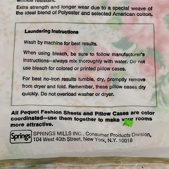 PEQUOT Vintage Pillowcases Standard 20x26 Floral Cottagecore Old New Deadstock - Picture 7 of 7